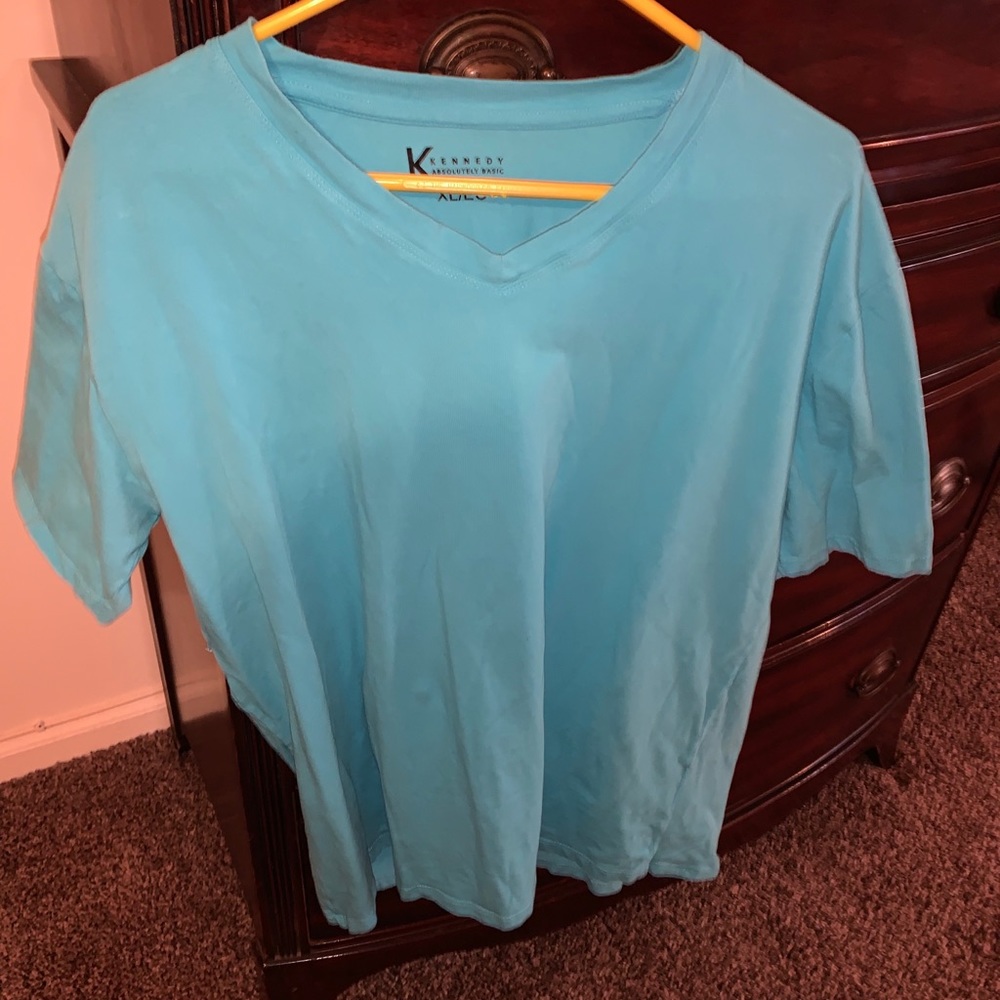 Bright blue v neck t shirt